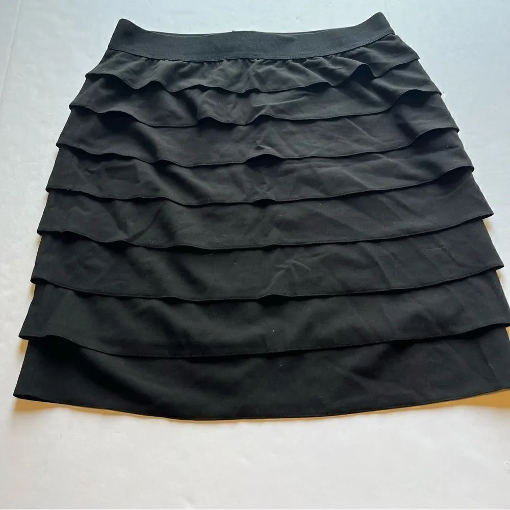 Alfani Women's Black Skirt Knee Length Tiered Size 16